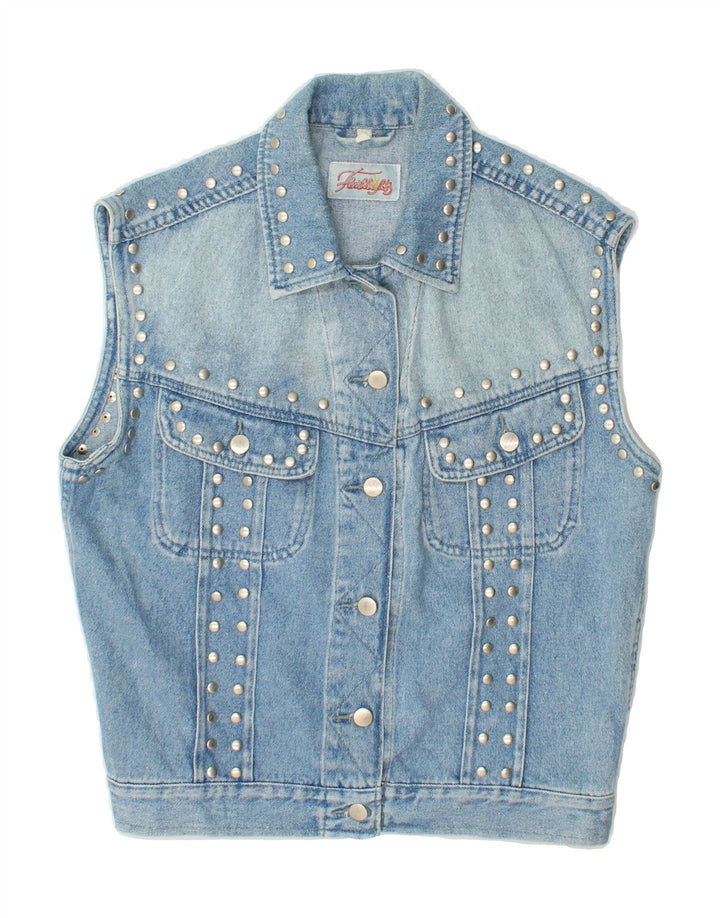 FLASH LIGHTS Womens Denim Gilet UK 10 Small Blue Cotton Vintage Flash Lights and Second-Hand Flash Lights from Messina Hembry 
