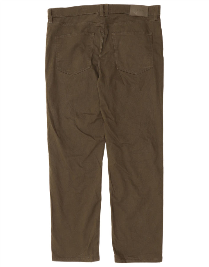 MARKS & SPENCER Mens Straight Casual Trousers W36 L31 Khaki Cotton