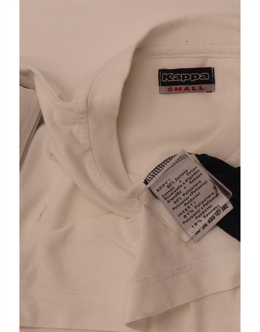 KAPPA Mens T-Shirt Top Small White Colourblock Cotton Sports