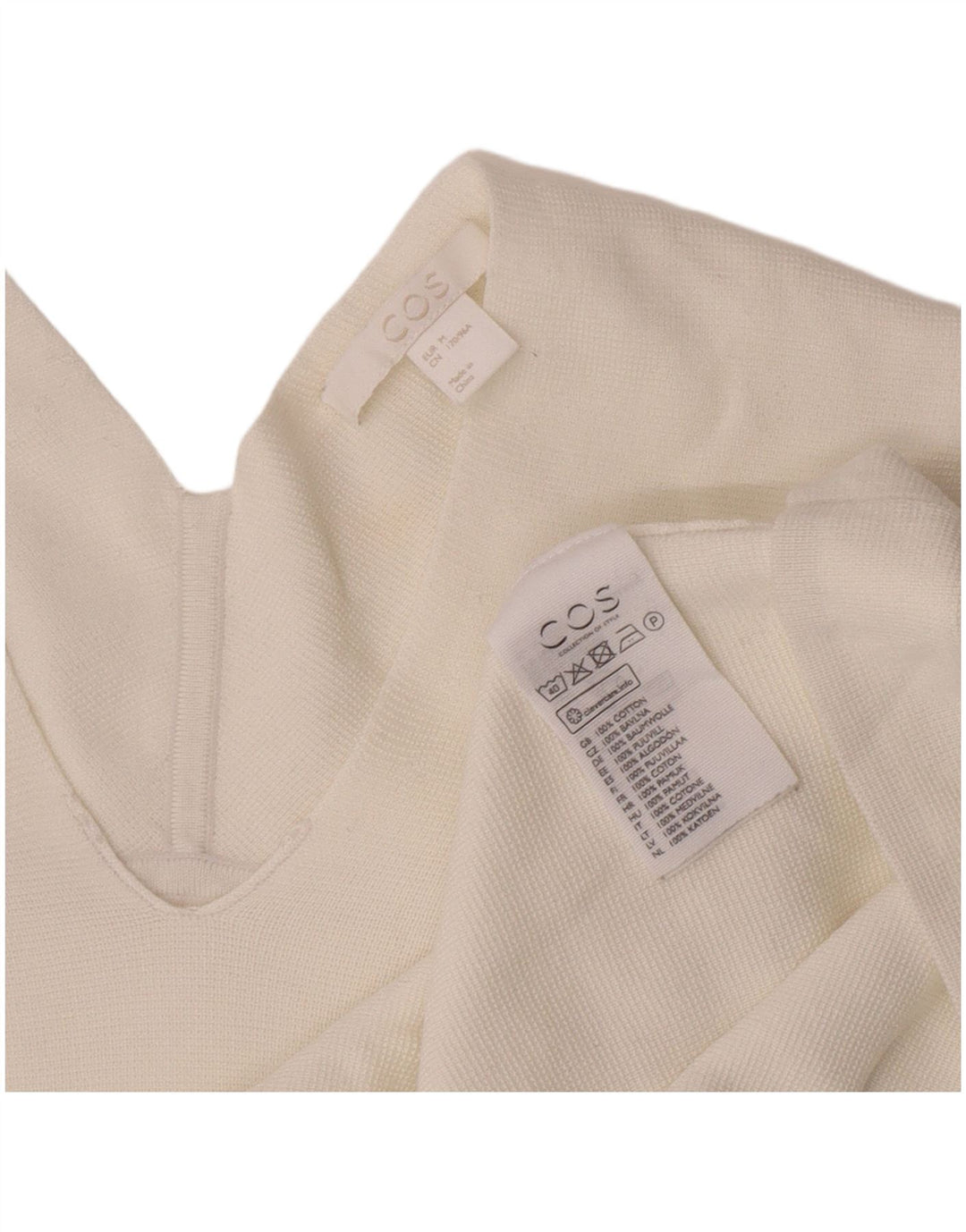 Cos Womens Top Long Sleeve UK 14 Medium White Cotton