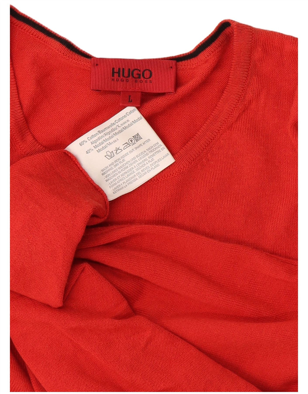 Hugo Boss Mens Crew Neck Jumper Sweater Large Red Cotton