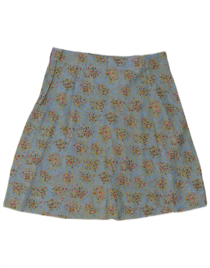 Vintage Womens A-Line Skirt W34 Large Blue Floral
