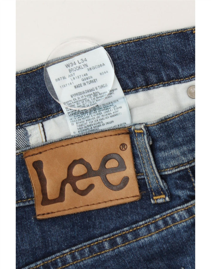 Lee Mens Brooklyn Straight Jeans W34 L31 Blue Cotton