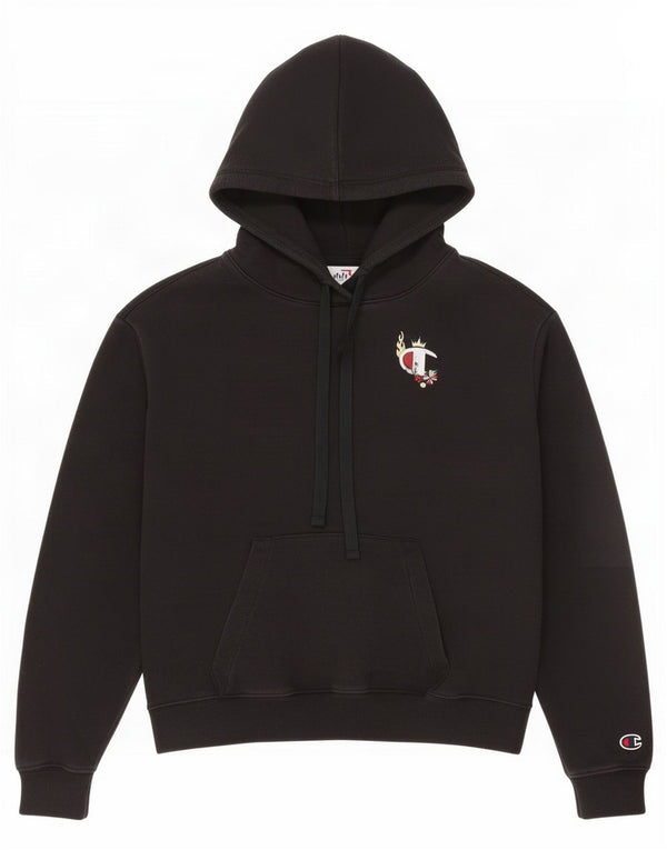 Champion Womens Oversized Hoodie Jumper UK 6 XS Black Cotton