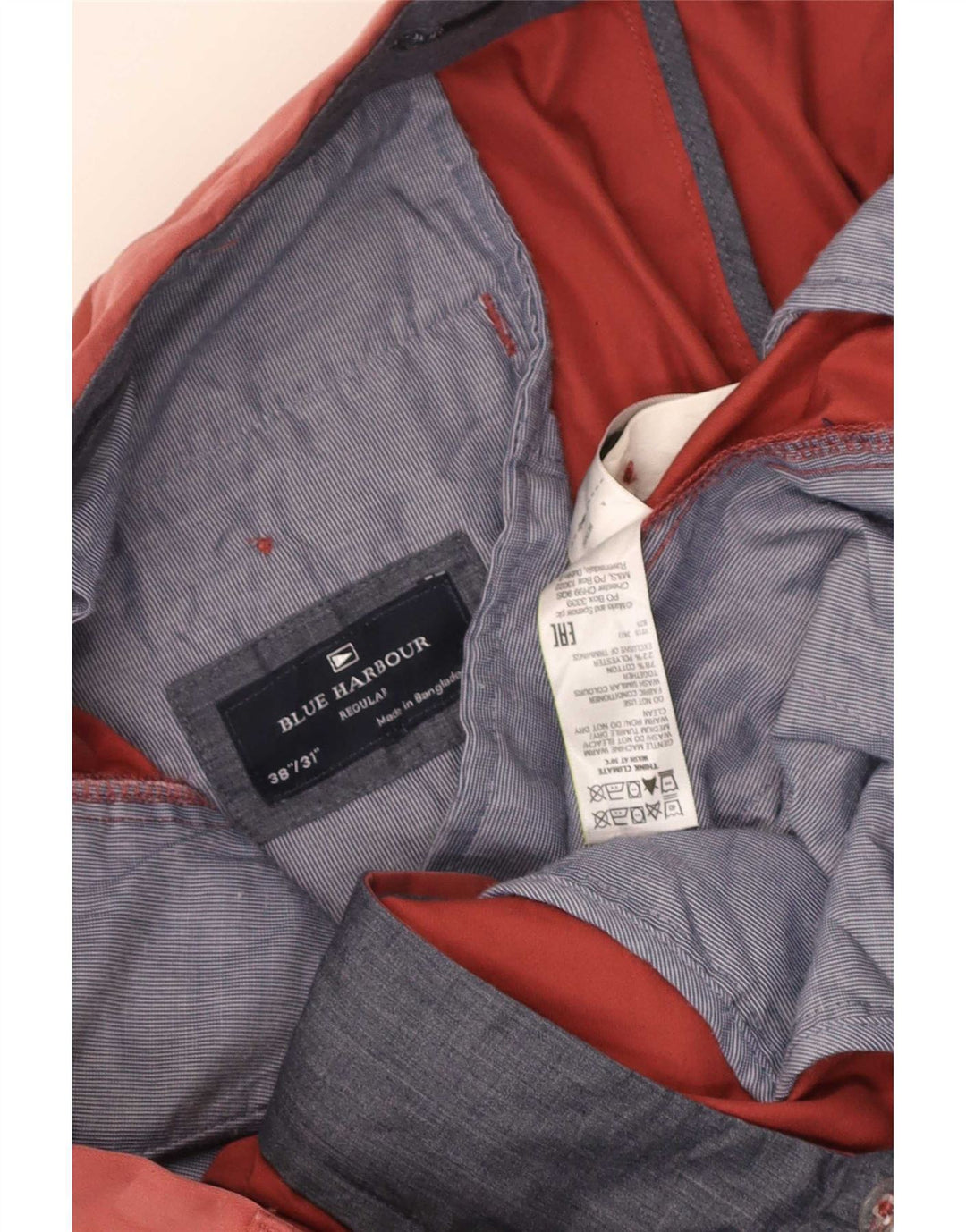 Marks & Spencer Mens Blue Harbour Regular Fit Chino Trousers W38 L31 Red