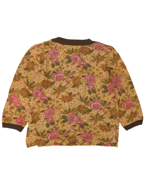 Vintage Womens Sweatshirt Jumper IT 44 Medium Yellow Floral Cotton