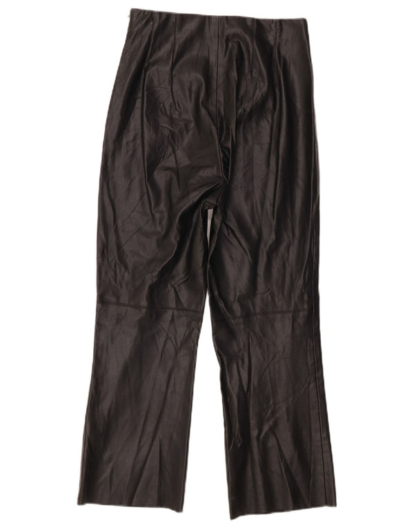 Zara Womens Crop Faux Leather Trousers Small W26 L24 Black