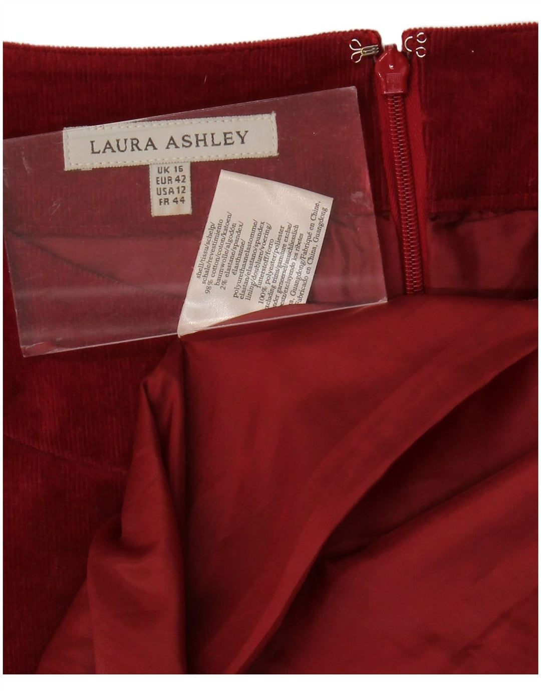 LAURA ASHLEY Womens Corduroy Sleeveless A-Line Dress UK 16 Large Maroon
