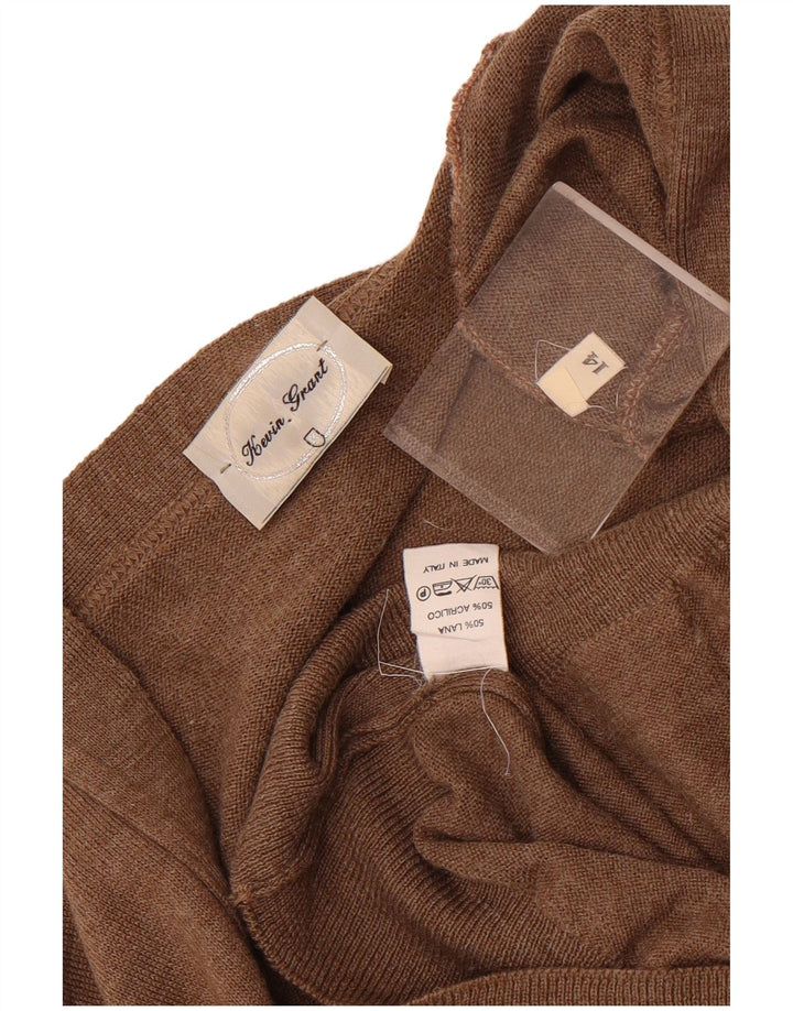 Vintage Womens Cardigan Sweater UK 14 Large  Brown Wool