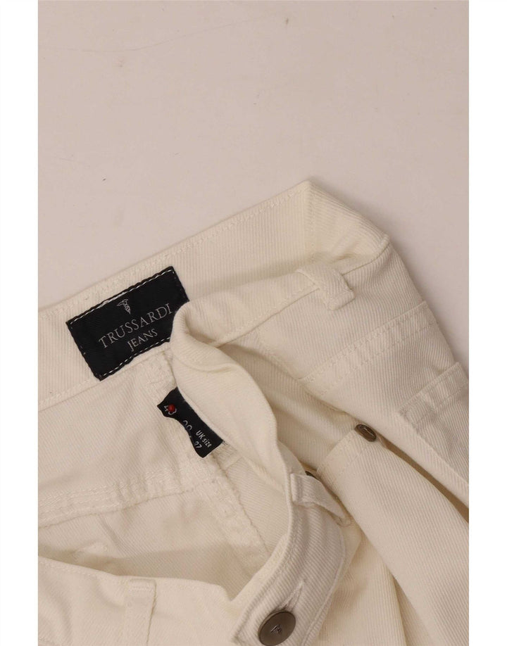 Trussardi Womens Bootcut Casual Trousers W27 L30 White Cotton