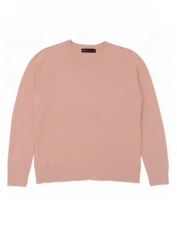 Marks & Spencer Womens Crew Neck Jumper Sweater UK 12 Medium Pink