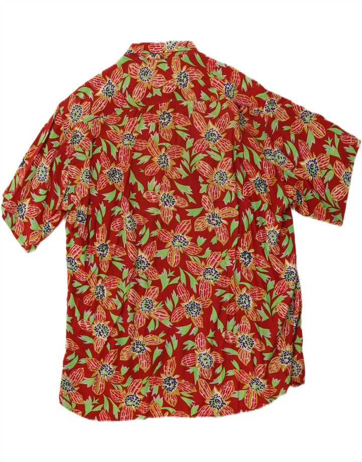 STEFANEL Mens Short Sleeve Shirt Medium Red Floral Rayon Hawaiian