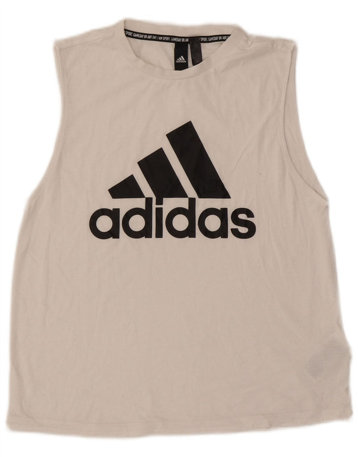 Adidas Womens Graphic Vest Top UK 8/10 Small White Polyester