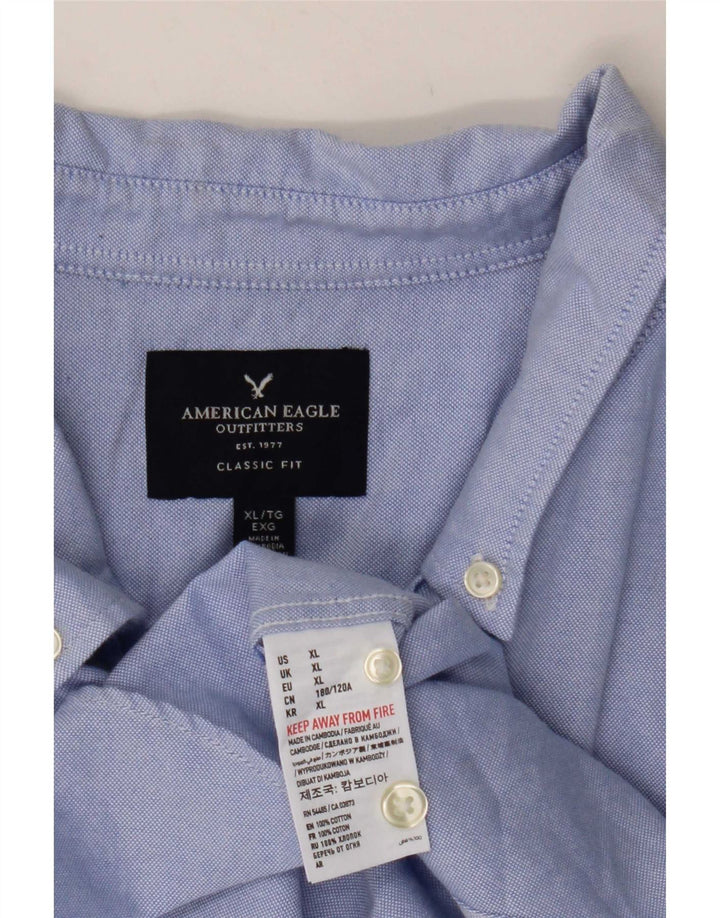 American Eagle Mens Short Sleeve Classic Fit Shirt XL Blue Cotton