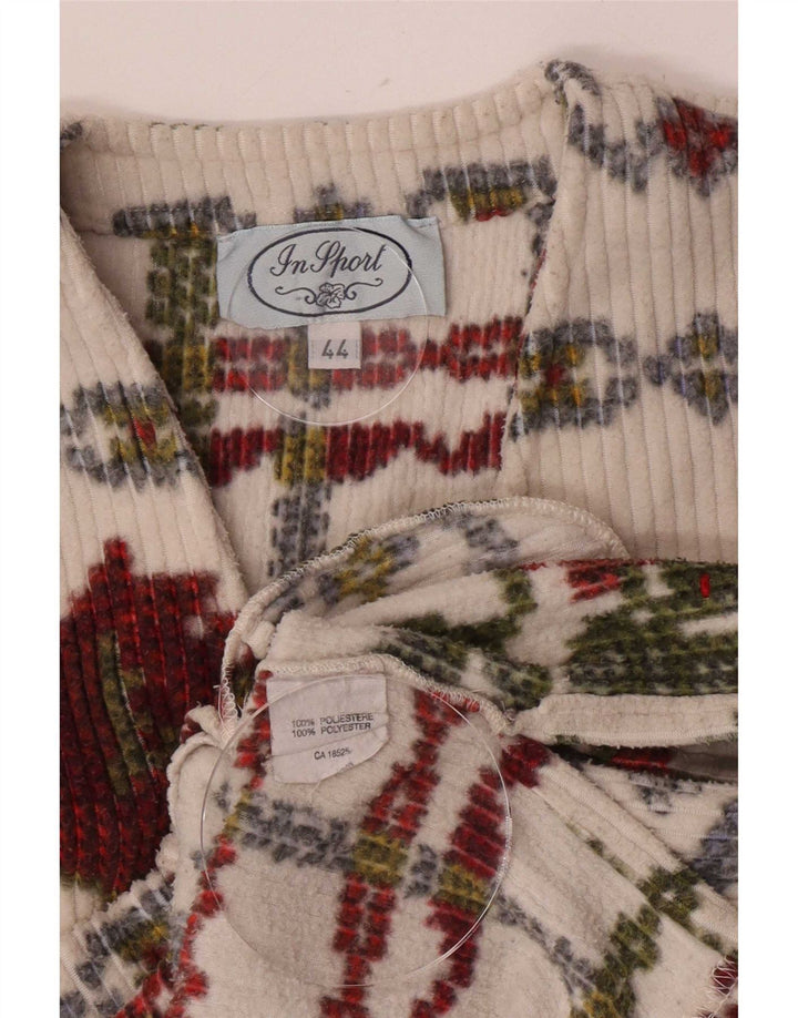 Vintage Womens Waistcoat IT 44 Medium White Floral Polyester