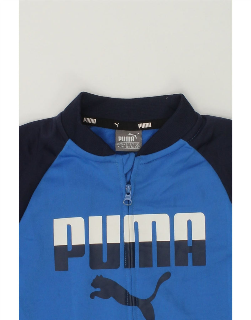 PUMA Boys Graphic Tracksuit Top Jacket 3-4 Years Blue Colourblock | Vintage Puma | Thrift | Second-Hand Puma | Used Clothing | Messina Hembry 