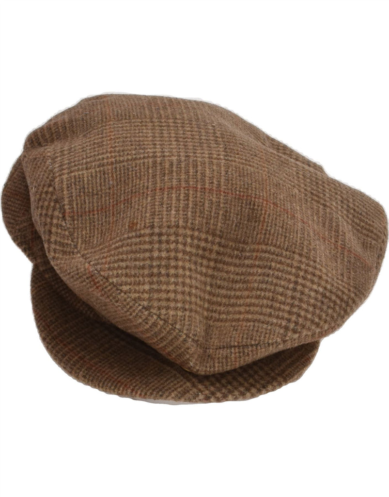 VINTAGE Mens Flat Cap Size 56 Medium Brown Check Wool | Vintage Vintage | Thrift | Second-Hand Vintage | Used Clothing | Messina Hembry 