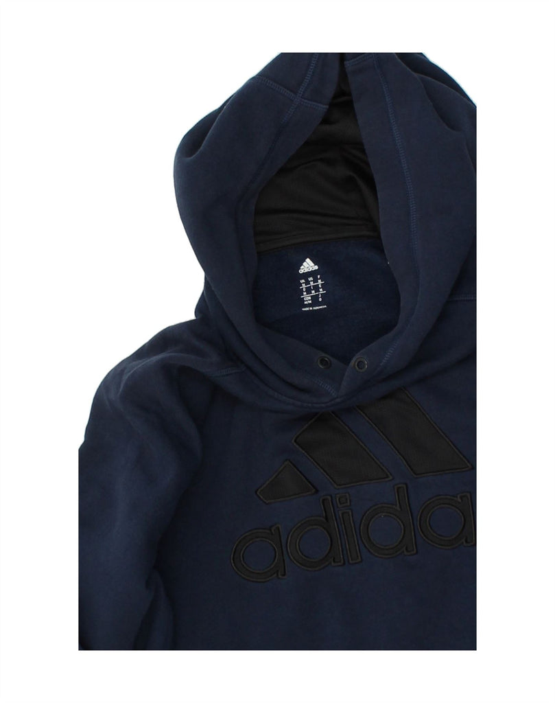 ADIDAS Mens Graphic Hoodie Jumper Medium Navy Blue Cotton | Vintage Adidas | Thrift | Second-Hand Adidas | Used Clothing | Messina Hembry 