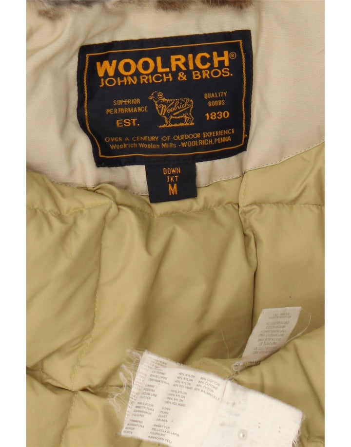 Woolrich Womens Padded Jacket UK 14 Medium Beige Cotton