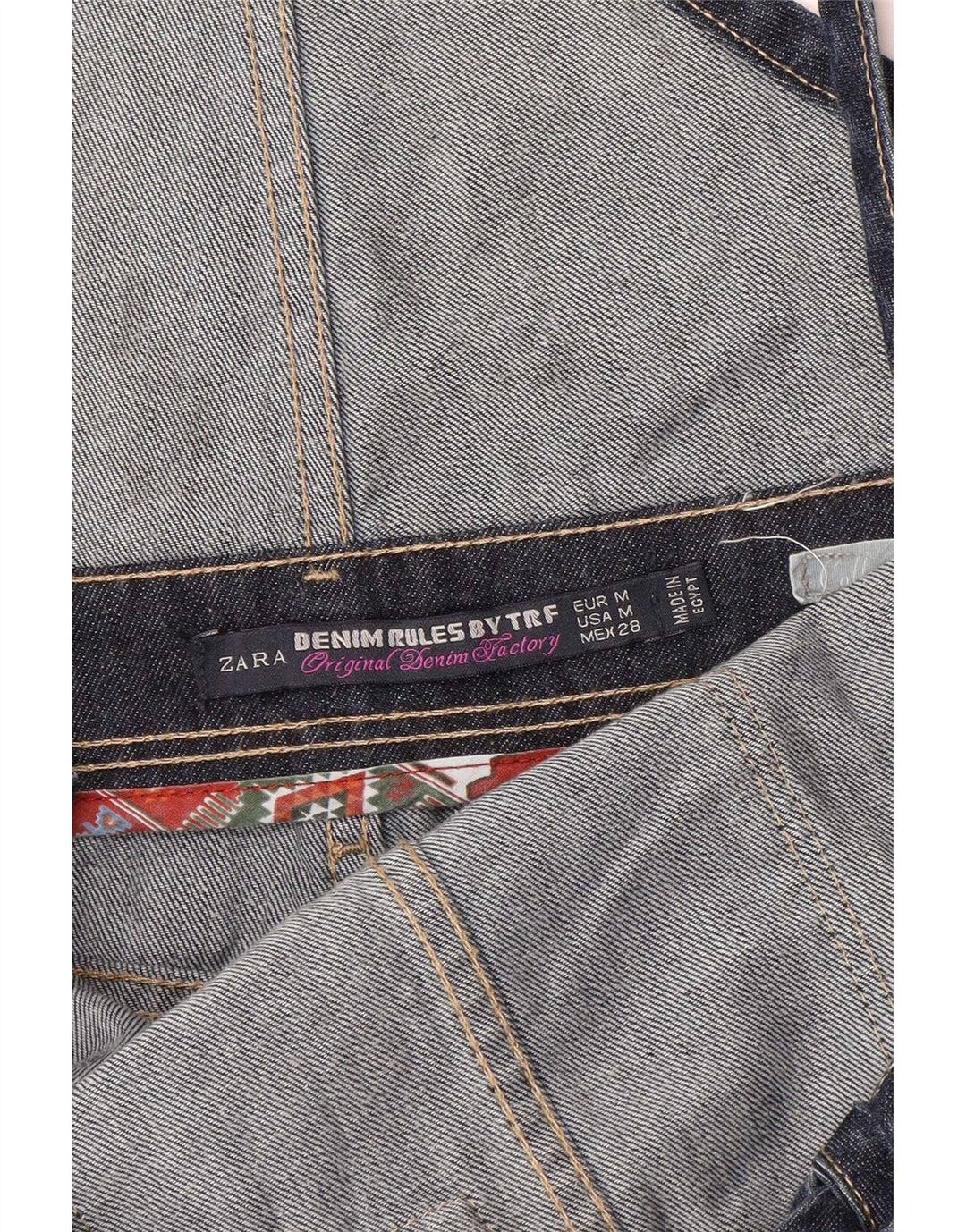Zara Womens Distressed Dungarees Tapered Jeans Medium W28 L31 Navy Blue