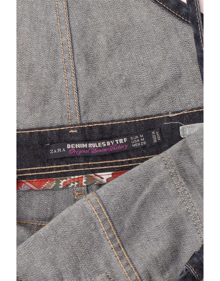 Zara Womens Distressed Dungarees Tapered Jeans Medium W28 L31 Navy Blue
