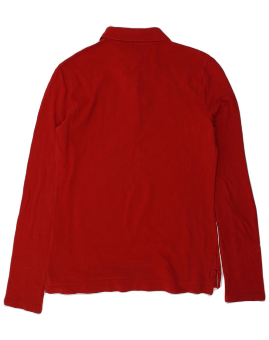 TOMMY HILFIGER Womens Long Sleeve Polo Shirt UK 8 Small Red Cotton Vintage Second Hand Clothing Online Messina Hembry