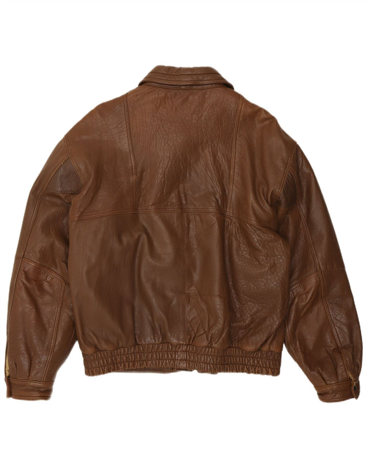 Vintage Mens Leather Jacket IT 52 XL Brown Leather