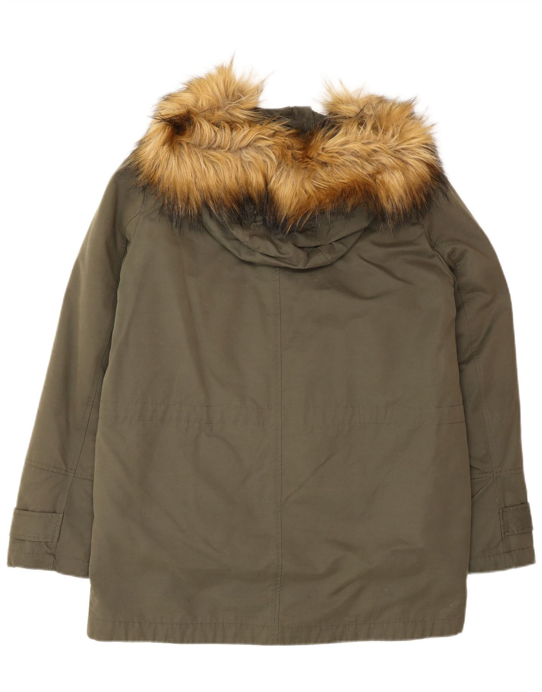 Zara Womens Hooded Oversized Parka Jacket UK 10 Small Khaki Polyester