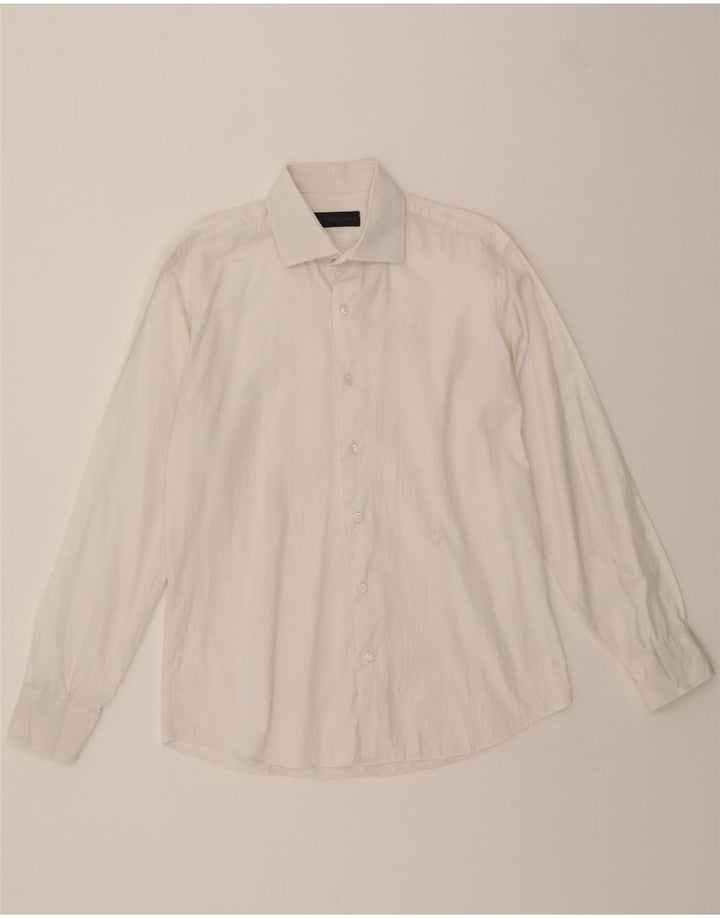 TRUSSARDI Mens Shirt Size 16 41 Large White Cotton Vintage Trussardi and Second-Hand Trussardi from Messina Hembry 