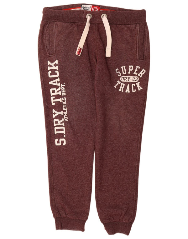Superdry Mens Graphic Tracksuit Trousers Joggers Large Maroon Cotton