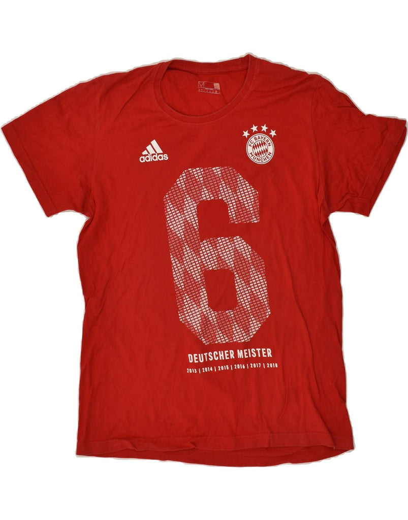 ADIDAS Mens FC Bayern Munchen Graphic T-Shirt Top Medium Red Cotton | Vintage Adidas | Thrift | Second-Hand Adidas | Used Clothing | Messina Hembry 