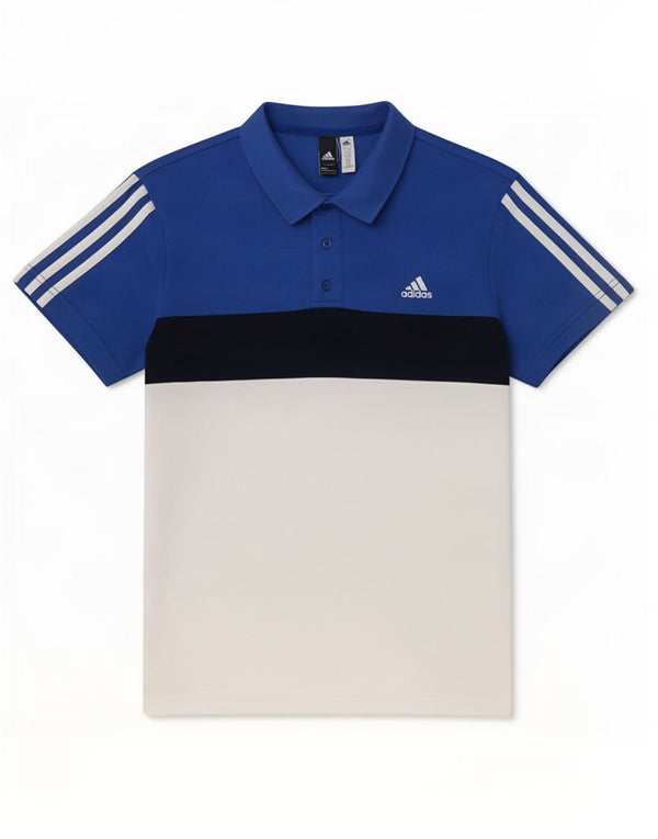 Adidas Mens Climalite Polo Shirt Large Blue Colourblock Cotton