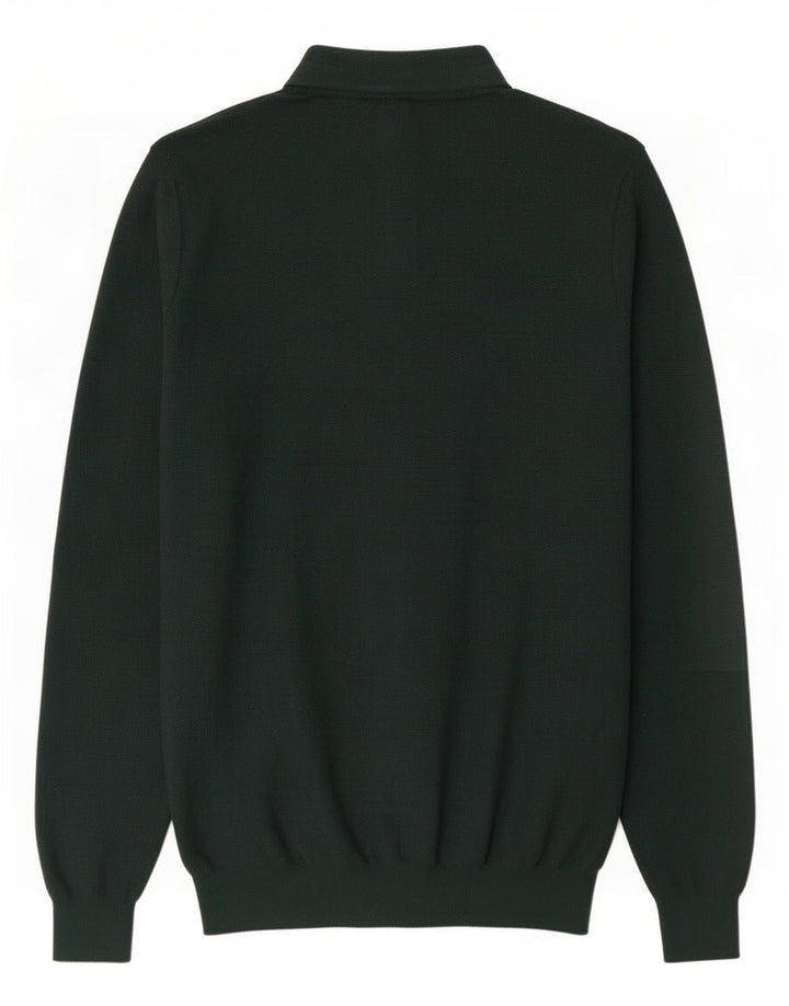 Massimo Dutti Mens Button Neck Jumper Sweater Medium Green
