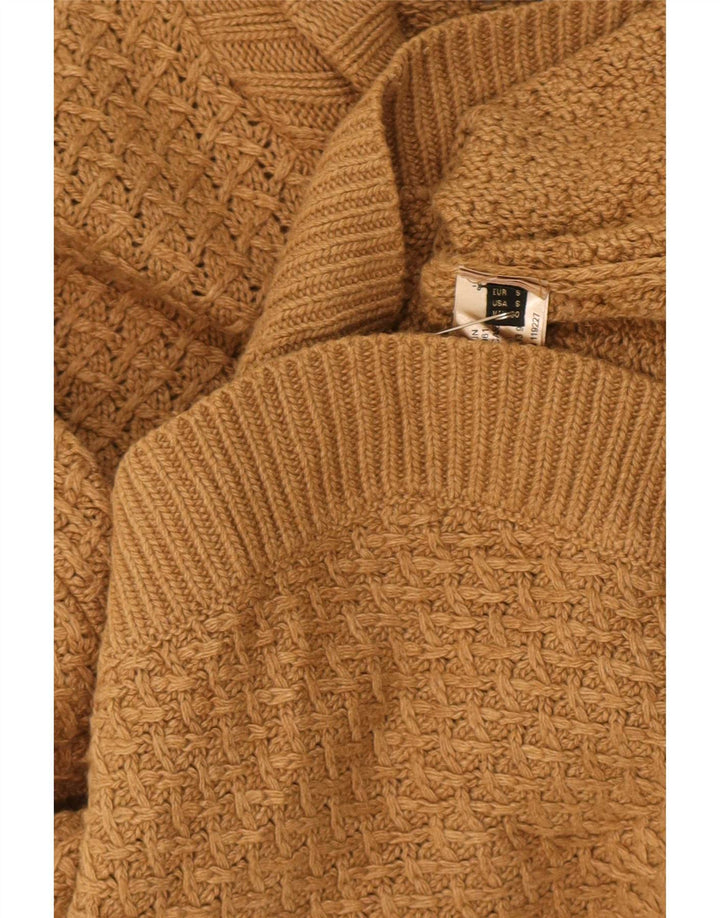 Massimo Dutti Womens Poncho Jumper UK 10 Small Beige Wool