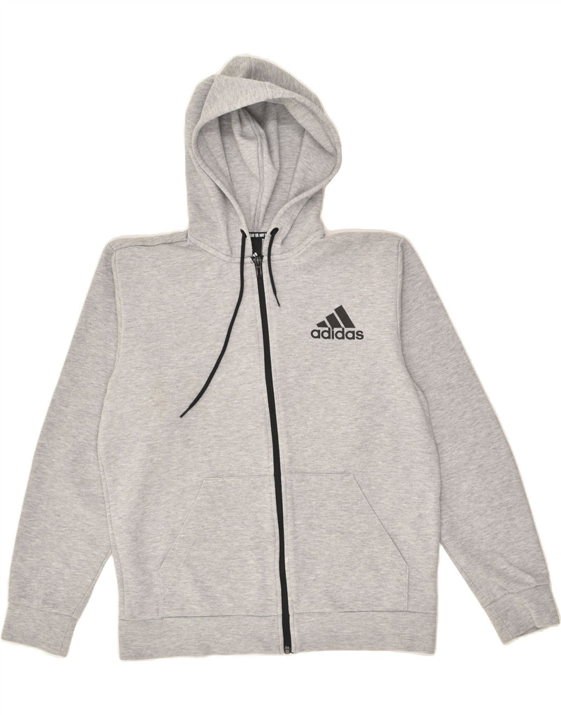 ADIDAS Mens Graphic Zip Hoodie Sweater Medium Grey Cotton | Vintage Adidas | Thrift | Second-Hand Adidas | Used Clothing | Messina Hembry 