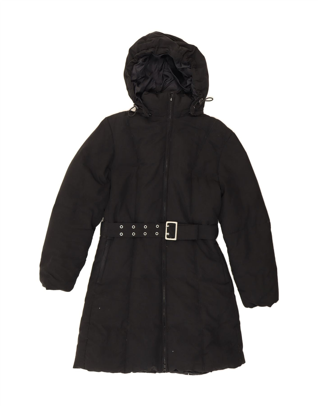SISLEY Womens Hooded Padded Coat UK 10 Small Black Polyester Vintage Sisley and Second-Hand Sisley from Messina Hembry 