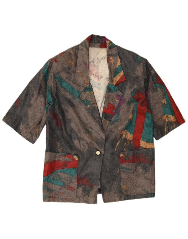 Vintage Womens 1 Button Blazer Jacket UK 14 Medium Multicoloured
