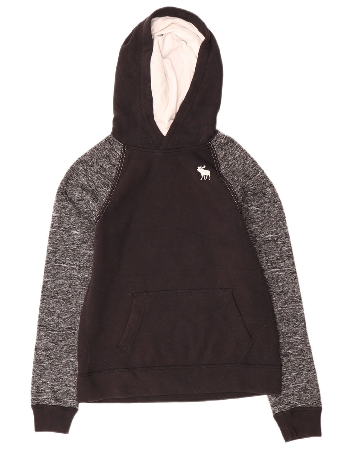ABERCROMBIE & FITCH Boys Hoodie Jumper 13-14 Years Black Flecked Polyester