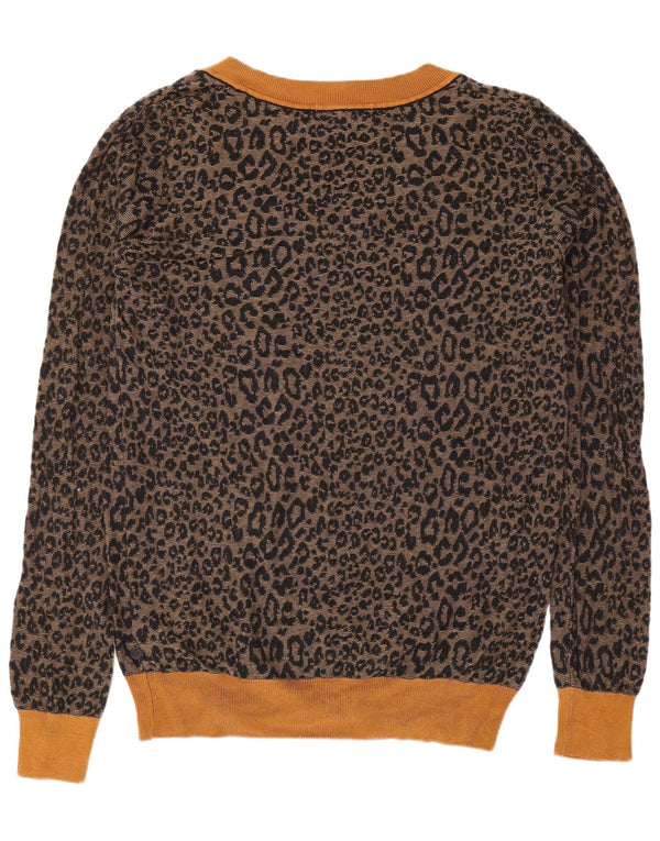 Scotch & Soda Womens V-Neck Jumper Sweater UK 18 XL Brown Animal Print