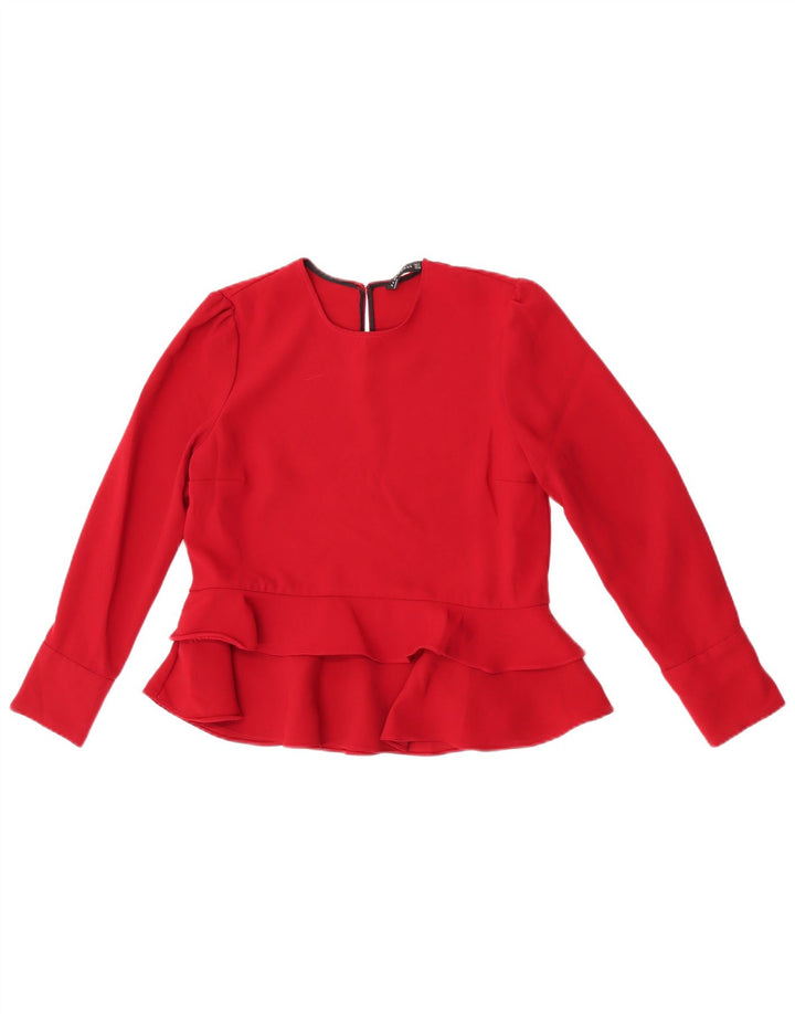 Zara Womens Long Sleeve Blouse Top UK 12 Medium Red