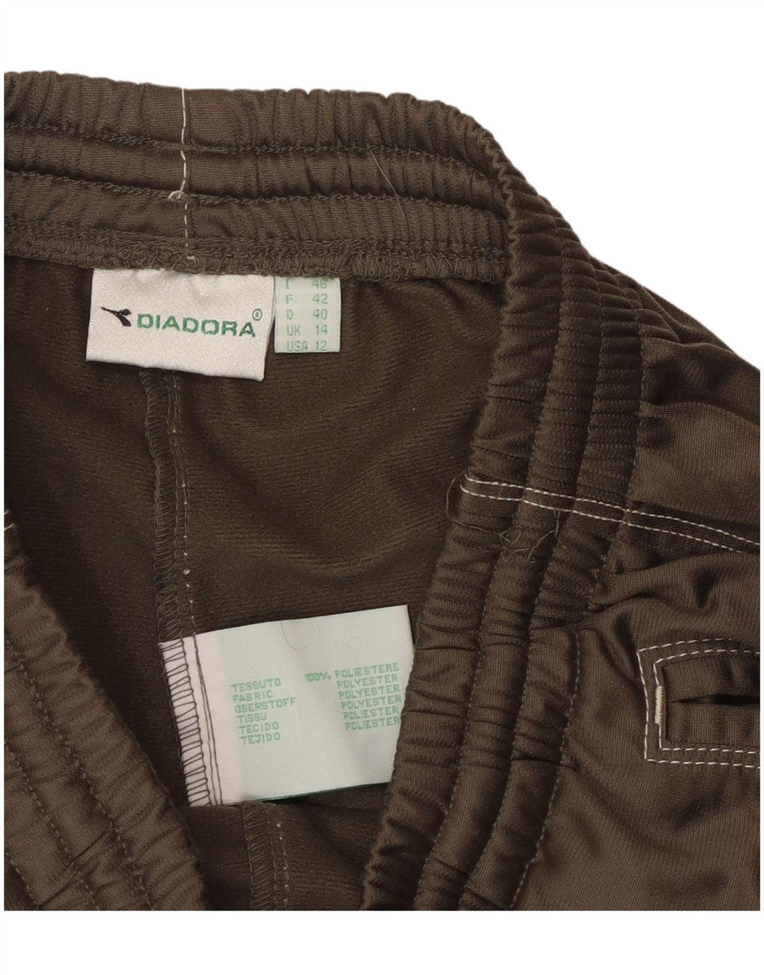 DIADORA Womens Tracksuit Trousers UK 14 Large  Khaki Polyester