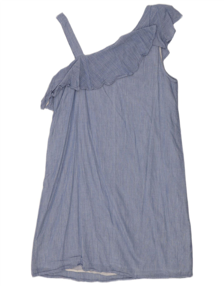 Oasis Womens One Shoulder Dress UK 14 Medium Blue Cotton