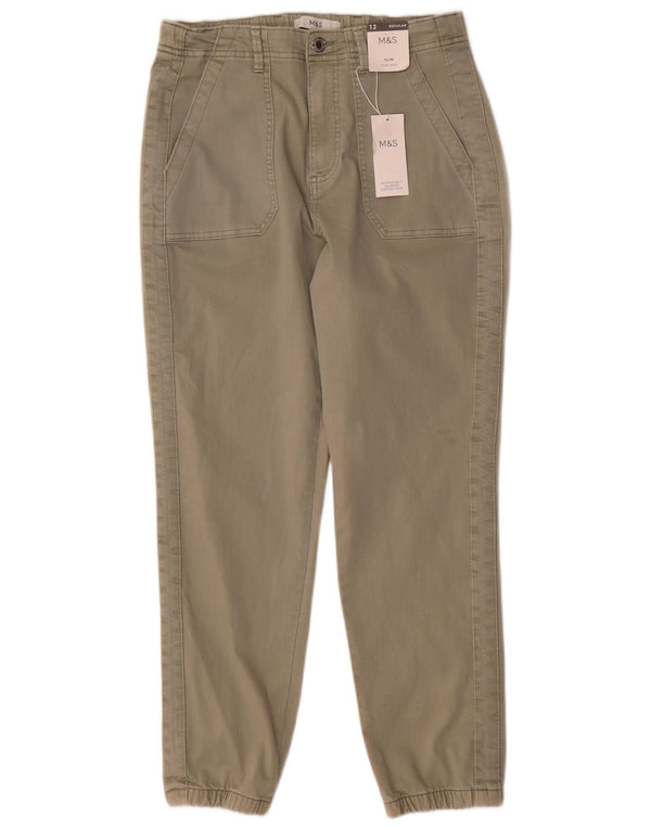 Marks & Spencer Womens Joggers Slim Fit Trousers UK 12 Medium W30 L28 Khaki