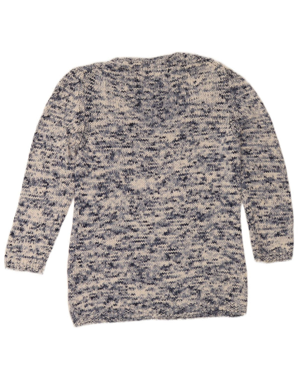 Massimo Dutti Womens V-Neck Jumper Sweater UK 14 Medium Navy Blue Flecked