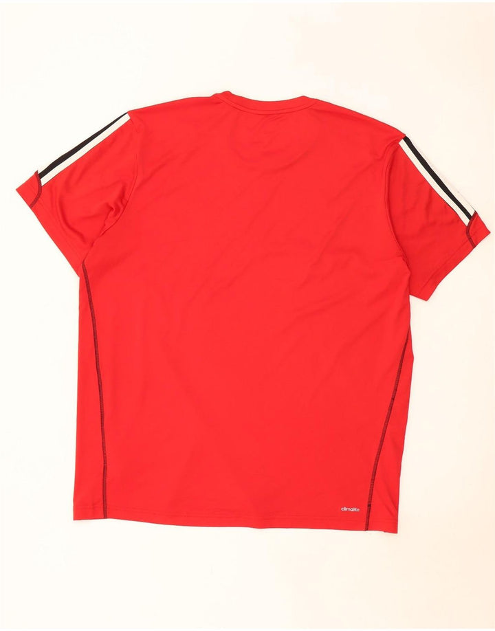 ADIDAS Mens Climalite T-Shirt Top 2XL Red Colourblock Polyester