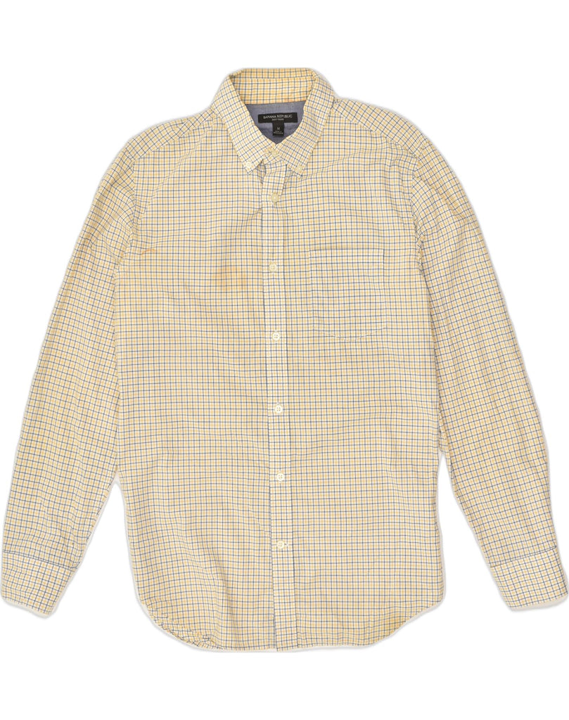 BANANA REPUBLIC Mens Shirt Medium Beige Check Cotton | Vintage Banana Republic | Thrift | Second-Hand Banana Republic | Used Clothing | Messina Hembry 