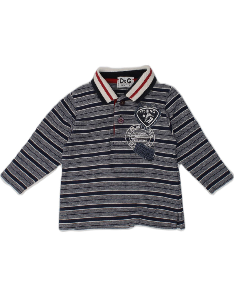 DOLCE & GABBANA Baby Boys Long Sleeve Polo Shirt 3-6 Months Grey Striped | Vintage Dolce & Gabbana | Thrift | Second-Hand Dolce & Gabbana | Used Clothing | Messina Hembry 