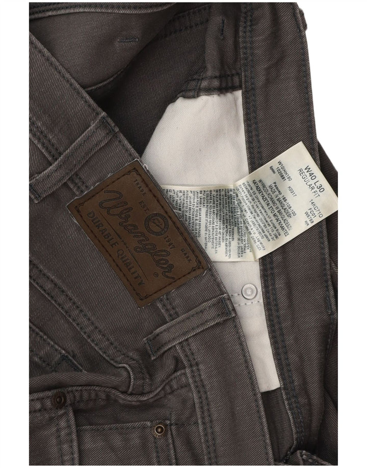 Wrangler Mens Regular Straight Jeans W40 L30 Grey Cotton