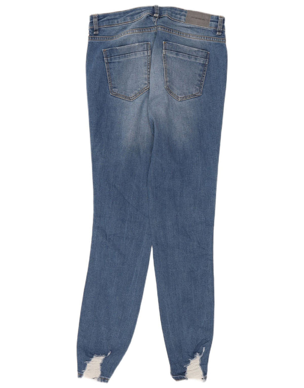Zara Womens Distressed Skinny Jeans EU 36 XS W26 L27 Blue Striped Cotton