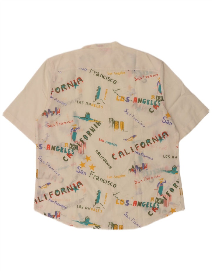 Vintage Mens California Graphic Short Sleeve Shirt Large White